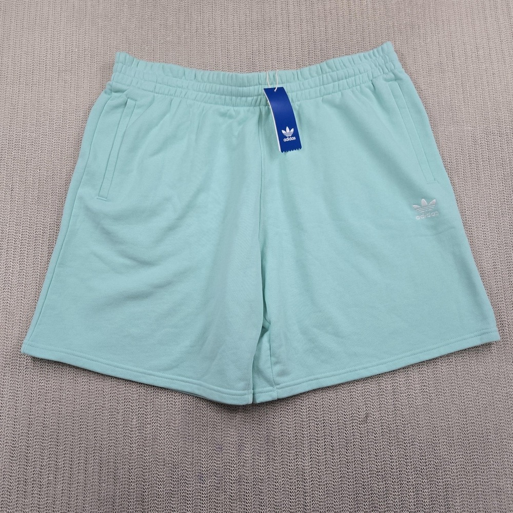 Adidas Shorts Mens 2XL Green Essential Short Sweat Trefoil Originals Logo Casual
